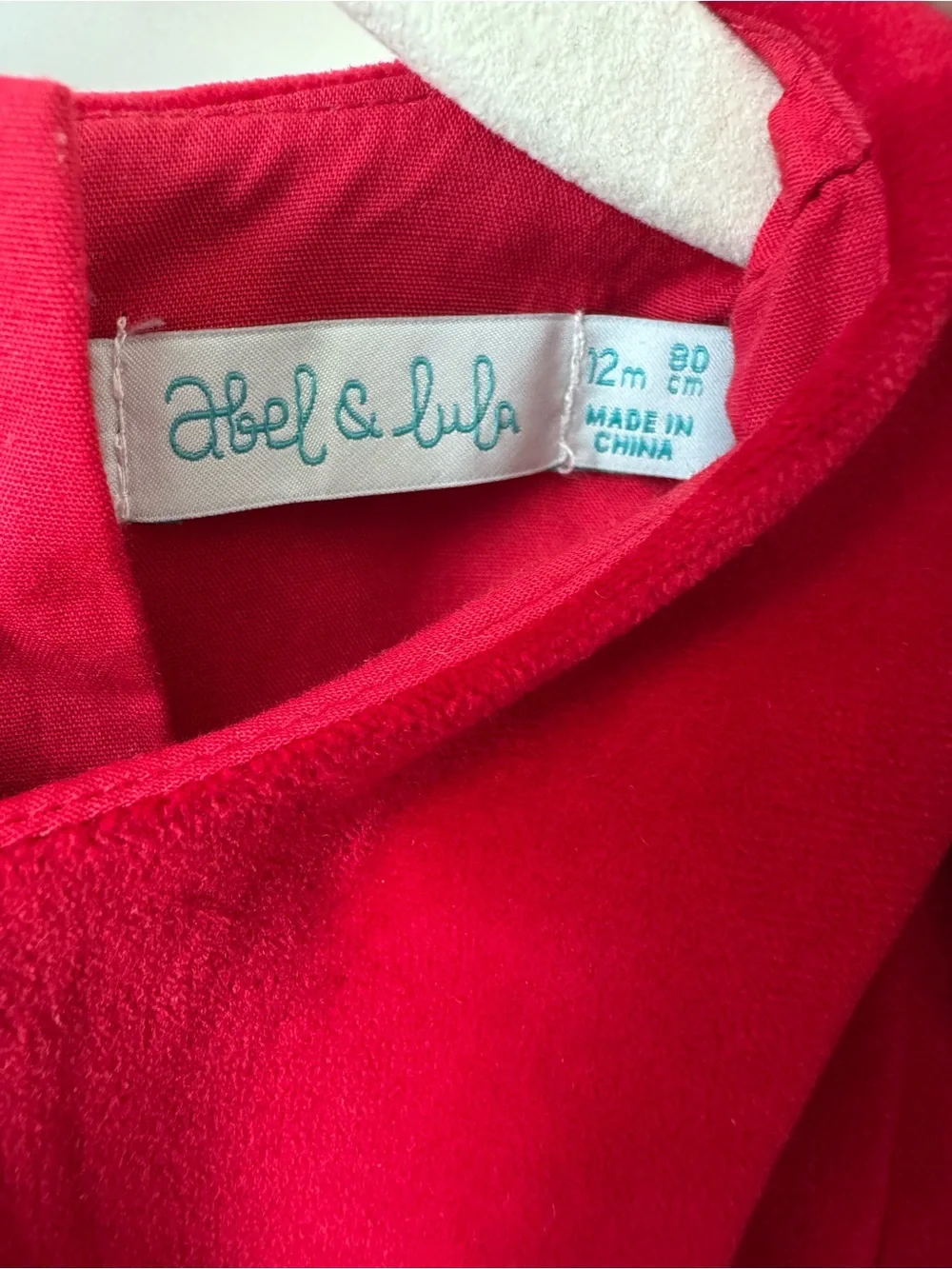 Abel & Lula Velvet Dress with Rose Detail 12-18 Months EUC - Like New